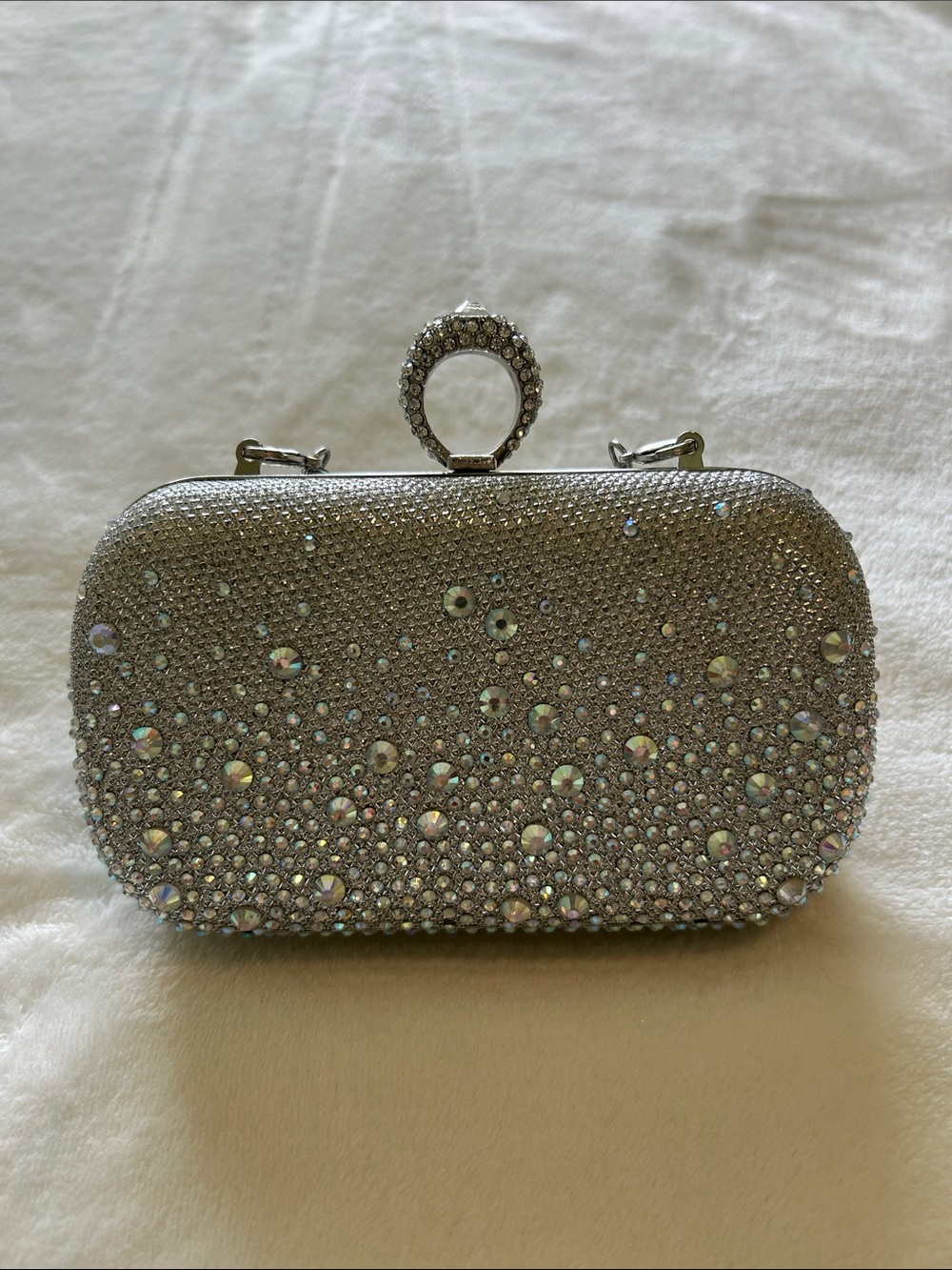 Charming Charlie RSVP Crystal Embellished Silver Evening Clutch - Picture 5 of 11